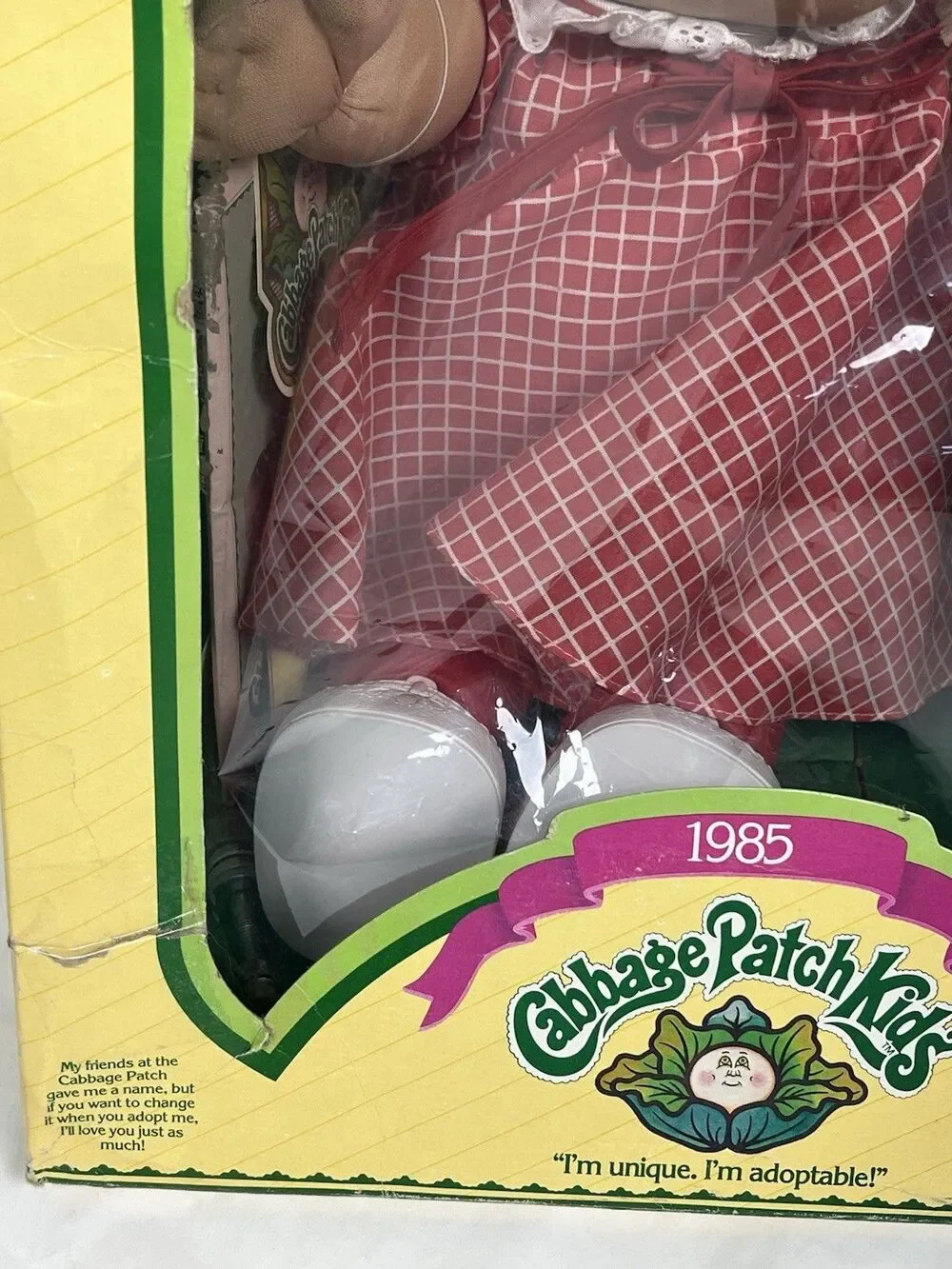 VTG 1985‎ Cabbage Patch Kids Karbel Lori Green Eyes NRFB Birth Cert Box Damage